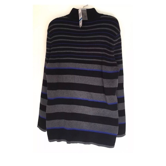 Karen Scott Women’s Blue Ribbed Striped Pullover - Picture 3 of 6